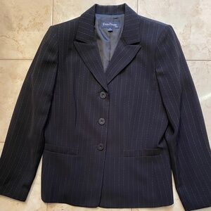 Evan Picone Blazer Black Pinstripe 10